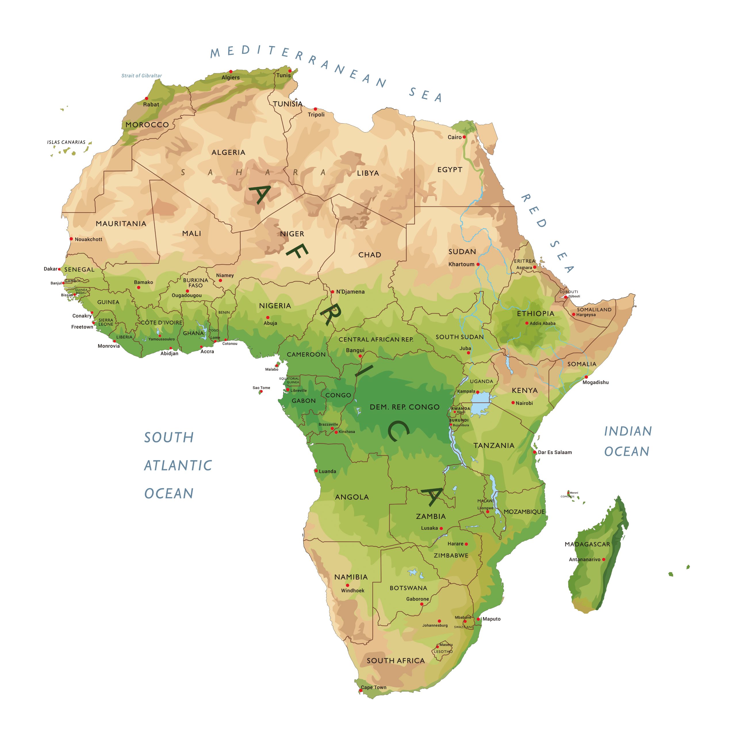 Map of Africa highlighting regional geography and market overview