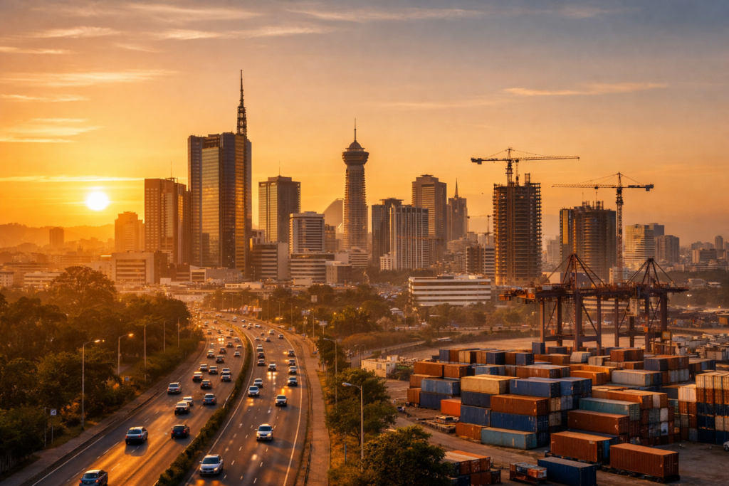 Modern African city skyline representing growth and franchise expansion opportunities across Africa